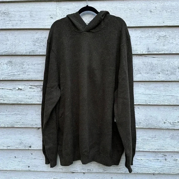 MUTUAL WEAVE BIG AND TALL MENS HOODED "DARK OLIVE HEATHER" SWEATER SIZE XXL - Picture 1 of 5